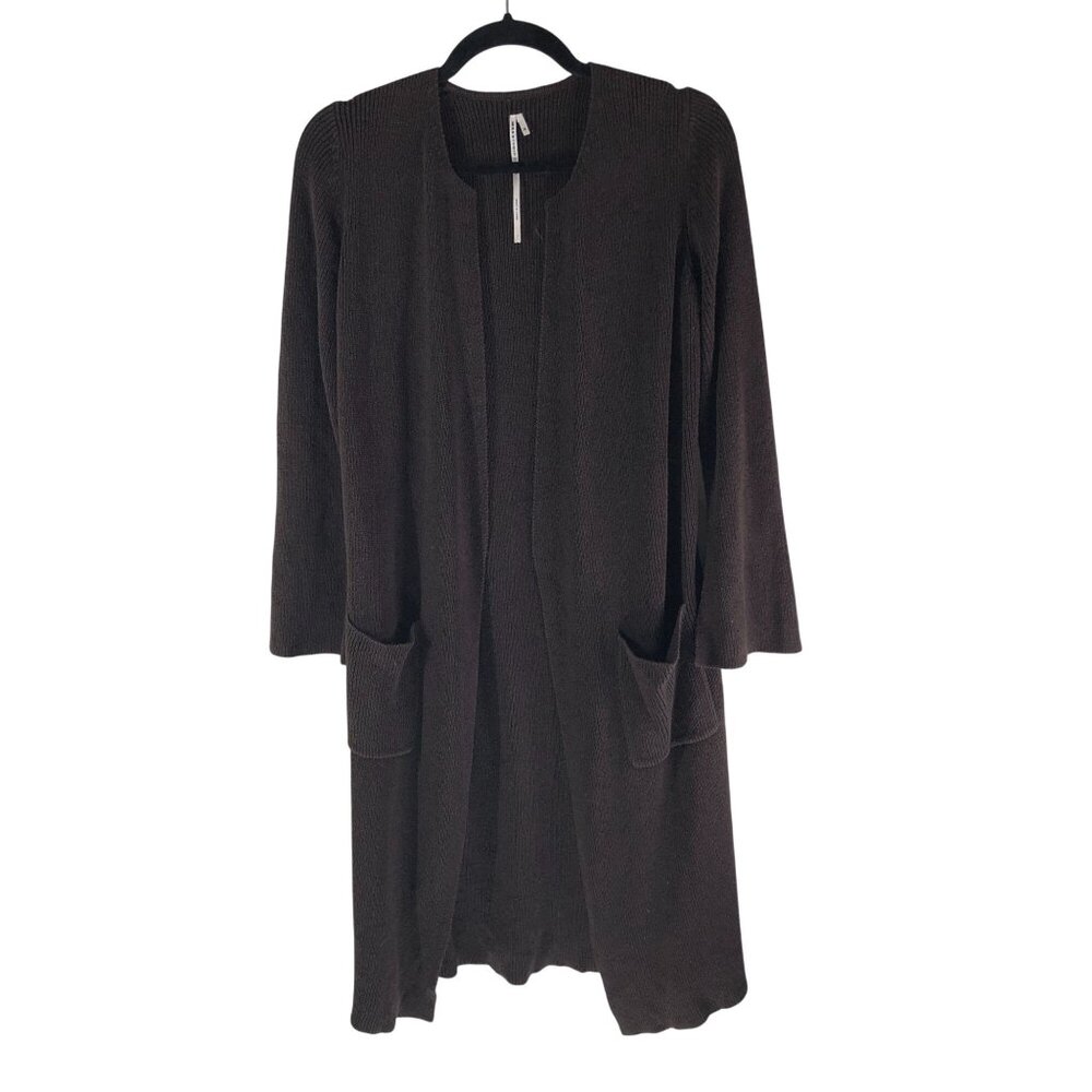 Max Studio Brown Open Front Knit Cardigan With Pockets Womens M
